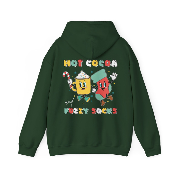 Hot Cocoa and Fuzzy Socks Shirt, Cute Winter Cartoon Tee, Cozy Christmas Hot Chocolate Shirt, Holiday Gift Hoodie S-5XL