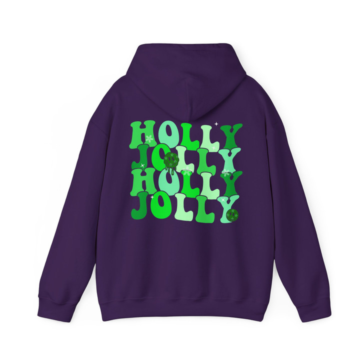 Holly Jolly Shirt, Retro Christmas Typography Tee, Green Holiday Graphic Shirt, Cute Festive Xmas Gift Hoodie S-5XL