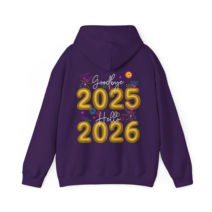 Goodbye 2025 Hello 2026 Shirt, New Year Eve Party Tee, Gold Numbers Fireworks Shirt, Happy New Year Gift Hoodie S-5XL