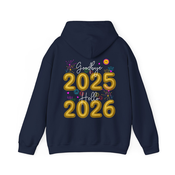 Goodbye 2025 Hello 2026 Shirt, New Year Eve Party Tee, Gold Numbers Fireworks Shirt, Happy New Year Gift Hoodie S-5XL