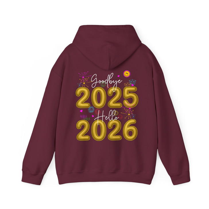 Goodbye 2025 Hello 2026 Shirt, New Year Eve Party Tee, Gold Numbers Fireworks Shirt, Happy New Year Gift Hoodie S-5XL