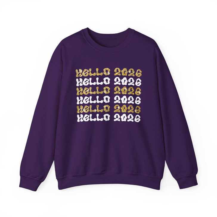 Hello 2026 Retro Glitter T Shirt, New Year Aesthetic Graphic Tee, Trendy Unisex Sweatshirt S-5XL