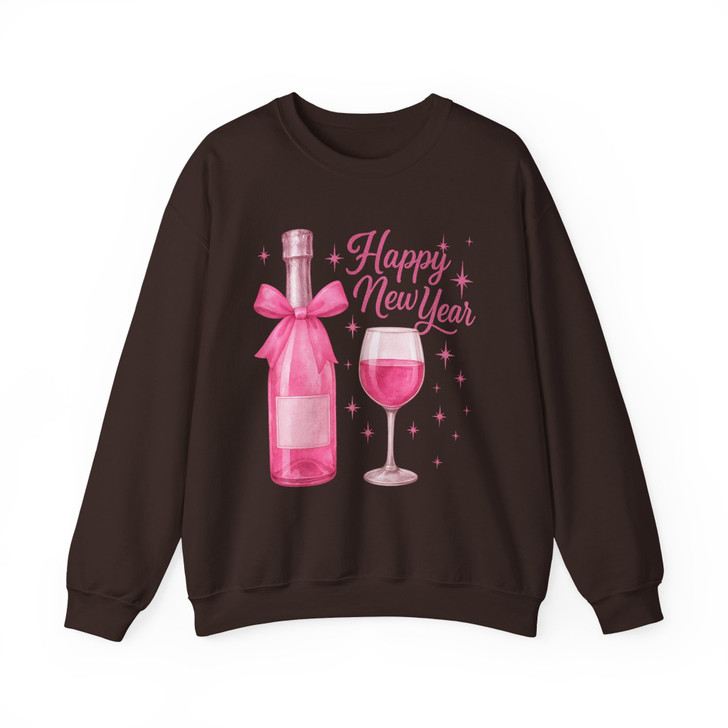 Happy New Year Wine T Shirt, Pink Champagne Graphic Tee, New Year Party Unisex Sweatshirt S-5XL
