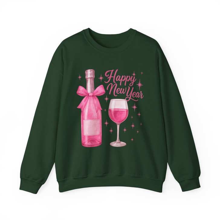 Happy New Year Wine T Shirt, Pink Champagne Graphic Tee, New Year Party Unisex Sweatshirt S-5XL