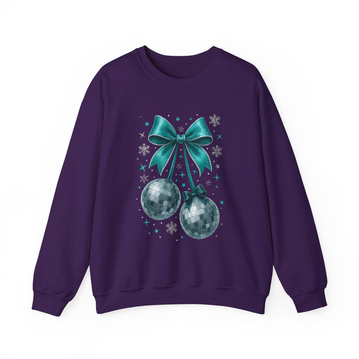 Disco Ball Bow T Shirt, Mint Ribbon Holiday Graphic Tee, New Year Party Unisex Sweatshirt S-5XL