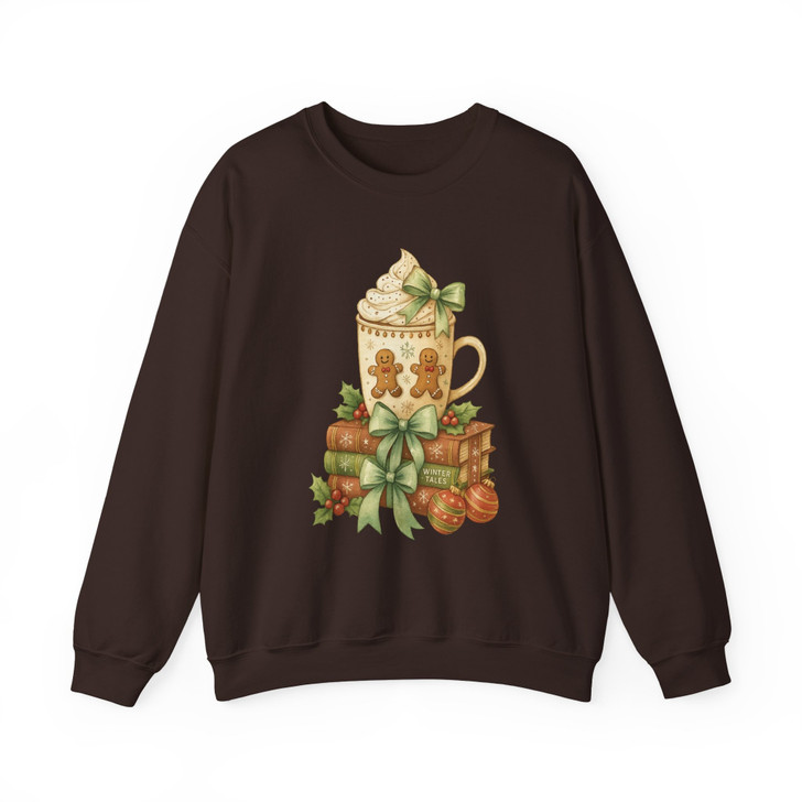 Gingerbread Hot Cocoa Christmas T Shirt, Cozy Book Lover Holiday Graphic Tee, Winter Unisex Sweatshirt S-5XL