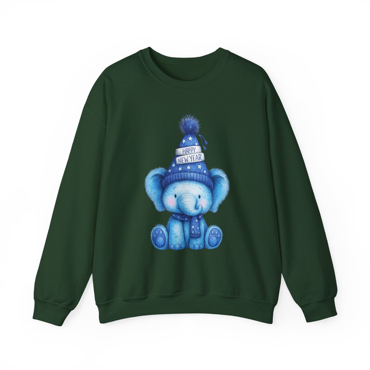 Cute Elephant Happy New Year Shirt, Blue Winter Animal Tee, New Year Gift Unisex Sweatshirt S-5XL