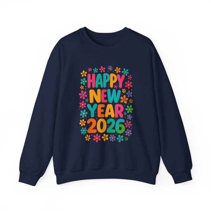 Happy New Year 2026 Shirt, Colorful Floral New Year Tee, Festive Celebration Unisex Sweatshirt S-5XL