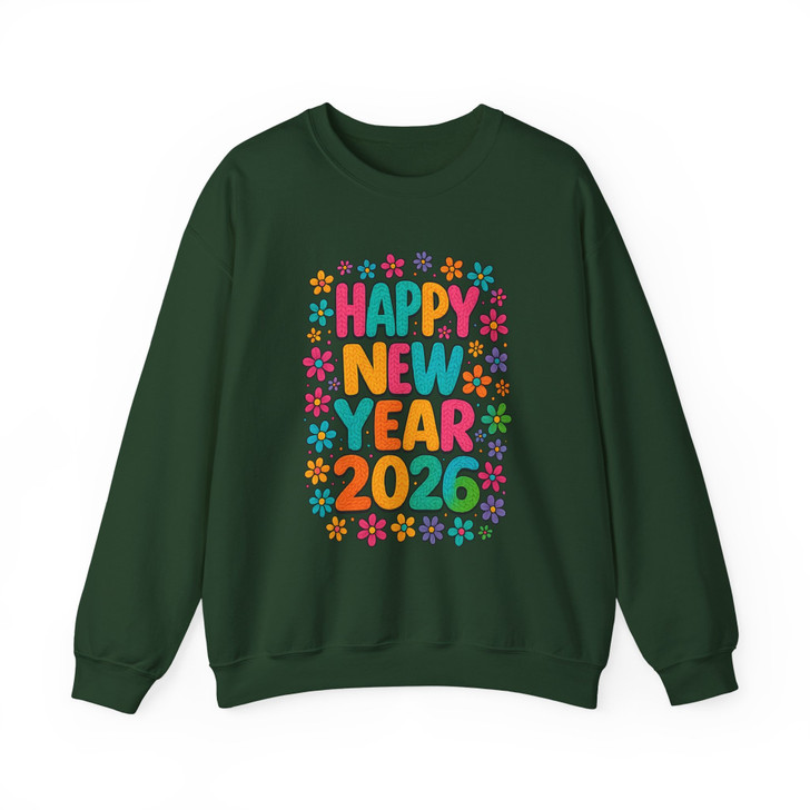 Happy New Year 2026 Shirt, Colorful Floral New Year Tee, Festive Celebration Unisex Sweatshirt S-5XL