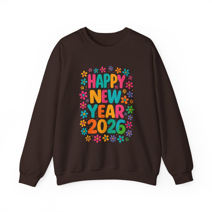 Happy New Year 2026 Shirt, Colorful Floral New Year Tee, Festive Celebration Unisex Sweatshirt S-5XL