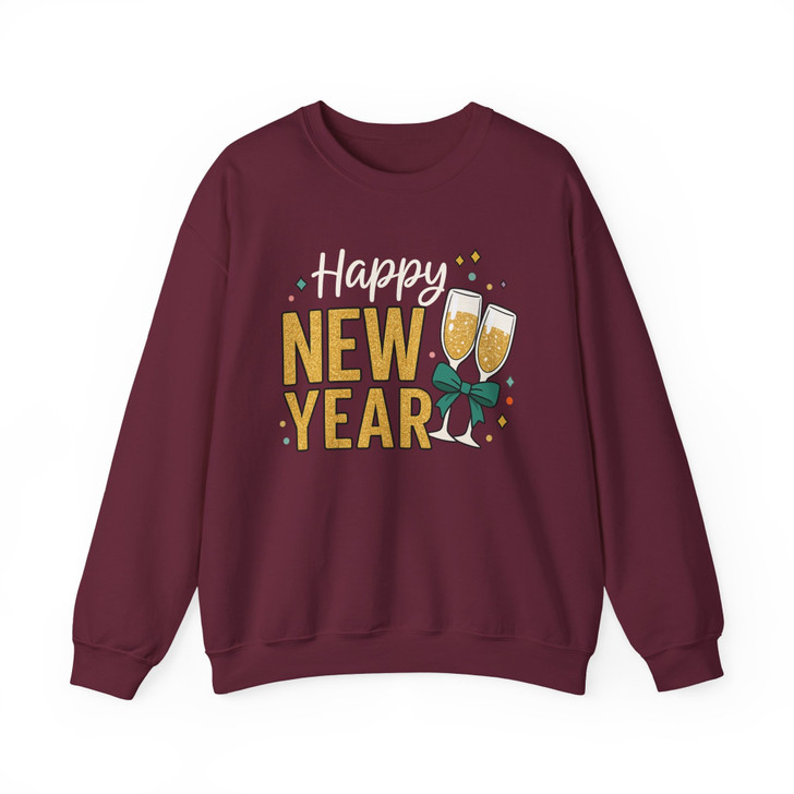 Happy New Year Shirt, Champagne Glass New Year Tee, Glitter NYE Sweatshirt S-5XL