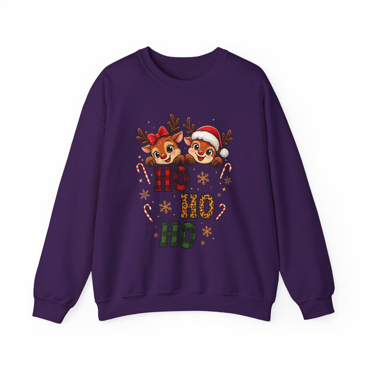 Ho Ho Ho Reindeer Christmas Shirt, Cute Funny Xmas Graphic Sweatshirt S-5XL