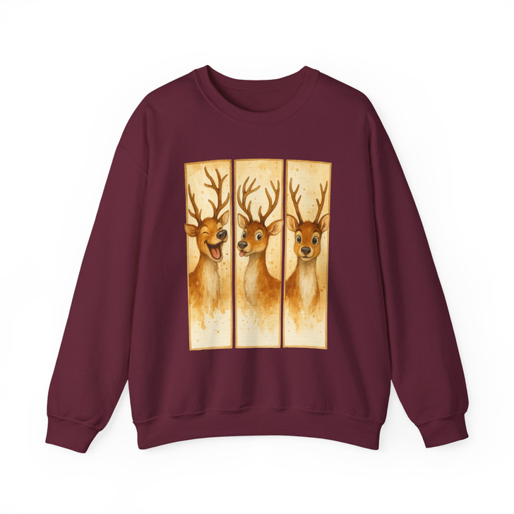 Cute Reindeer Christmas Shirt, Baby Deer Bow Tee, Holiday Graphic Sweatshirt S-5XL