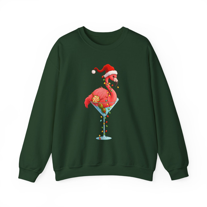 Christmas Flamingo Shirt, Santa Flamingo Cocktail Tee Sweatshirt S-5XL