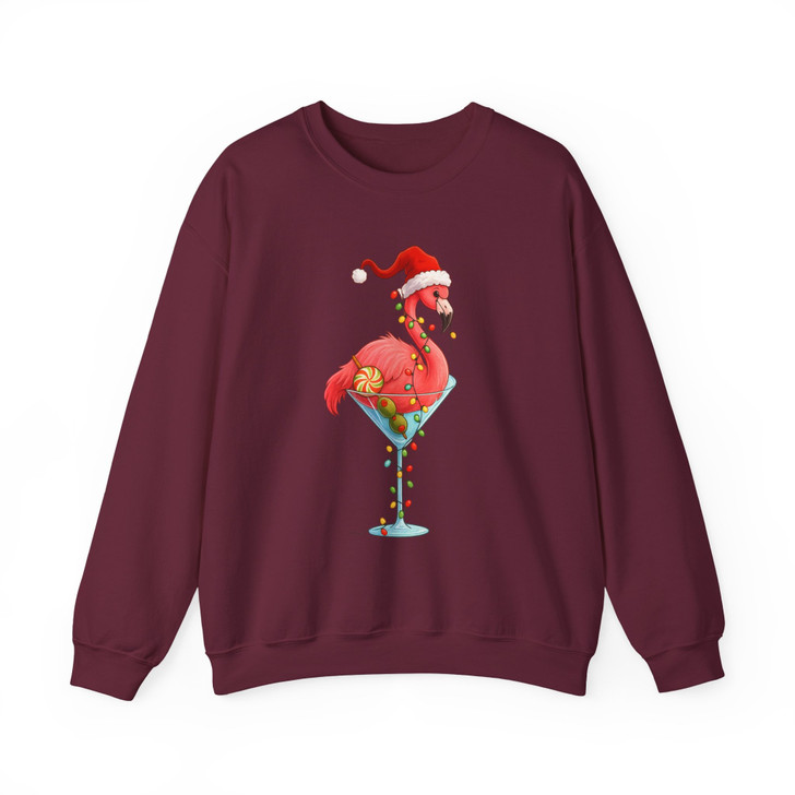 Christmas Flamingo Shirt, Santa Flamingo Cocktail Tee Sweatshirt S-5XL
