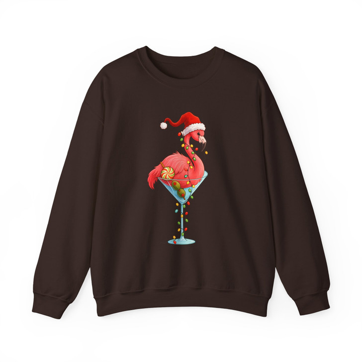 Christmas Flamingo Shirt, Santa Flamingo Cocktail Tee Sweatshirt S-5XL