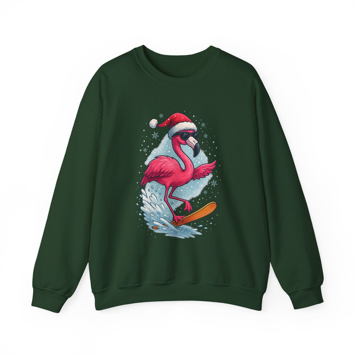Christmas Flamingo Surf Shirt, Santa Flamingo Sunglasses Tee Sweatshirt S-5XL