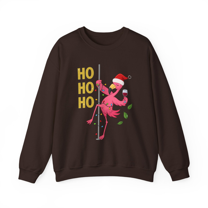 Ho Ho Ho Flamingo Christmas Shirt, Santa Flamingo Wine Tee Sweatshirt S-5XL