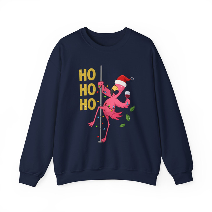 Ho Ho Ho Flamingo Christmas Shirt, Santa Flamingo Wine Tee Sweatshirt S-5XL