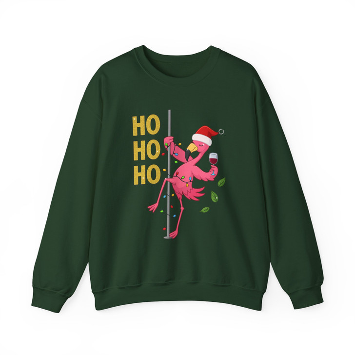 Ho Ho Ho Flamingo Christmas Shirt, Santa Flamingo Wine Tee Sweatshirt S-5XL
