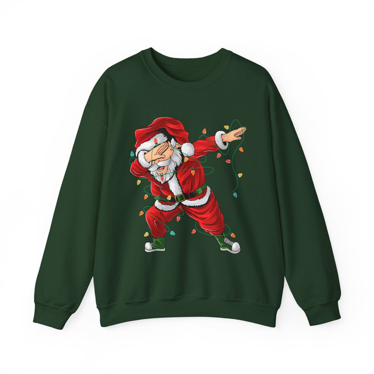 Dabbing Santa Christmas Shirt, Funny Santa Lights Xmas Graphic Sweatshirt S-5XL