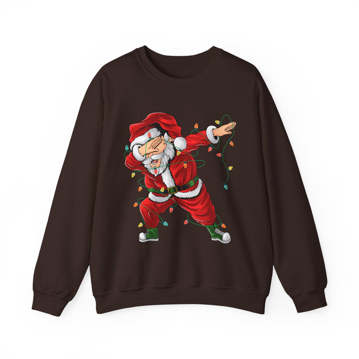 Dabbing Santa Christmas Shirt, Funny Santa Lights Xmas Graphic Sweatshirt S-5XL