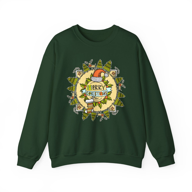 Merry Christmas Vintage Shirt, Holiday Wreath Tree Festive Sweatshirt S-5XL