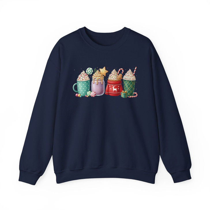 Christmas Coffee Mugs Shirt, Festive Holiday Drinks Cocoa Sweatshirt S-5XL