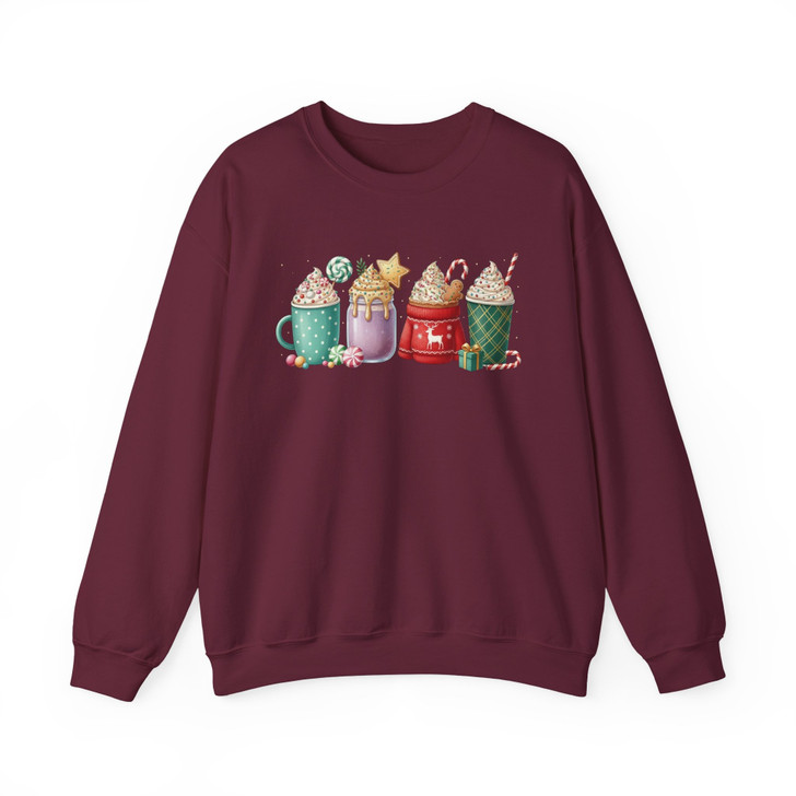 Christmas Coffee Mugs Shirt, Festive Holiday Drinks Cocoa Sweatshirt S-5XL
