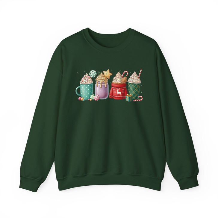 Christmas Coffee Mugs Shirt, Festive Holiday Drinks Cocoa Sweatshirt S-5XL
