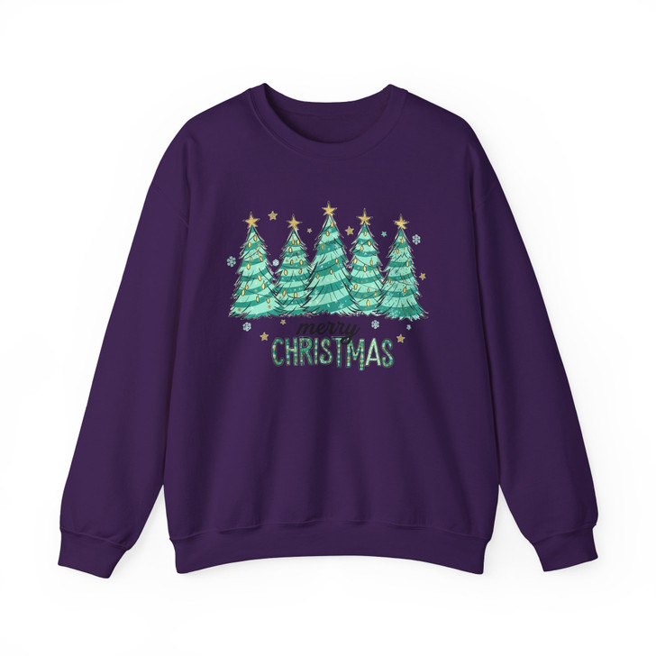 Merry Christmas Tree Shirt, Cute Christmas Trees Holiday Winter Sweatshirt S-5XL