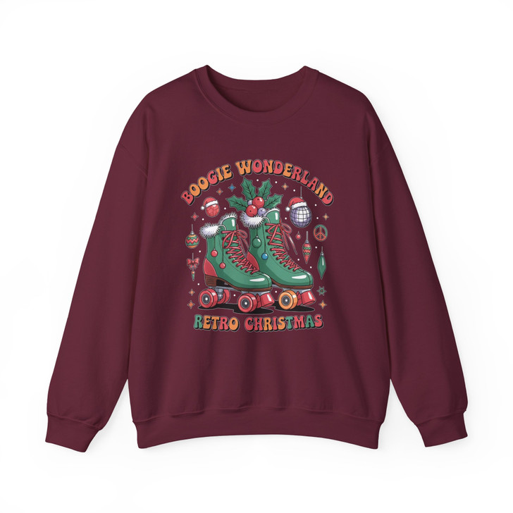 Boogie Wonderland Retro Christmas T-Shirt, Vintage Roller Skate Holiday Graphic Tee, Skating Xmas Gift Sweatshirt S-5XL