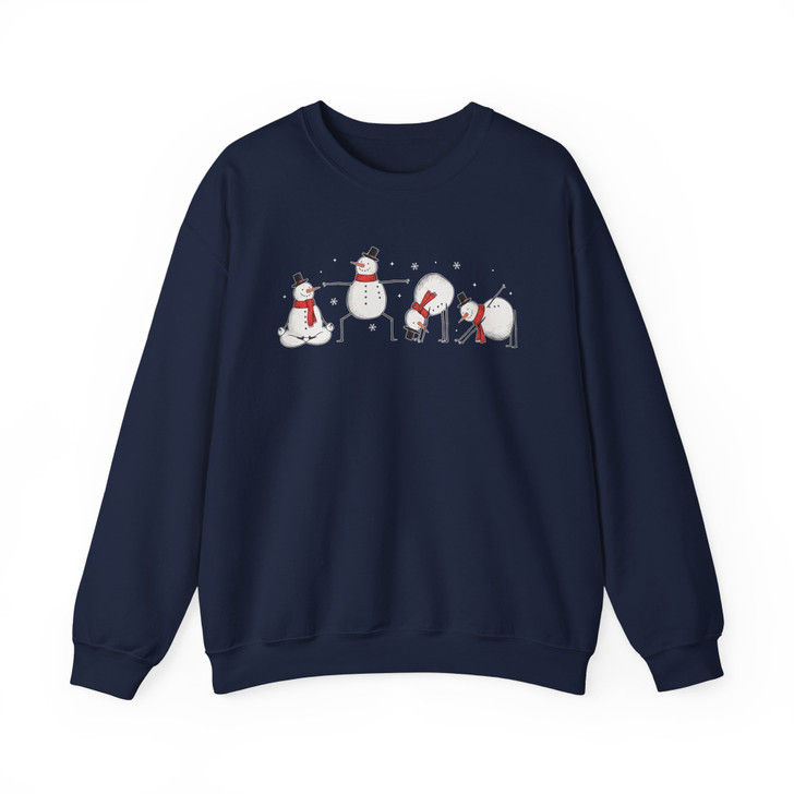 Funny Snowman Yoga Christmas Shirt, Cute Winter Holiday Yoga Tee, Minimalist Festive Design Sweatshirt S-5XL