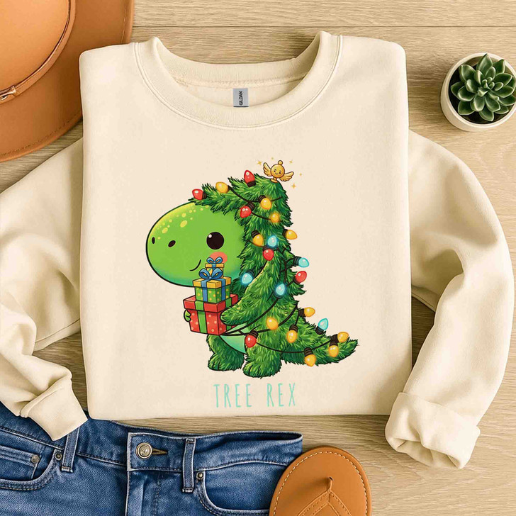 Tree Rex Dinosaur Christmas Shirt, Cute Dino Tree Holiday Tee, Funny T Rex Xmas Gift Sweatshirt S-5XL