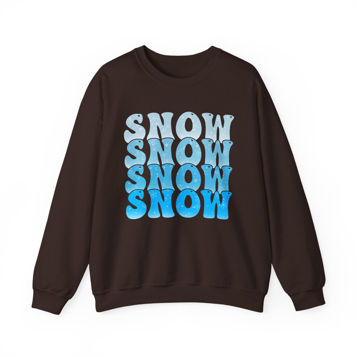 Snow Snow Snow Shirt, Winter Snow Typography Tee, Blue Snowflake Graphic Shirt, Cozy Winter Holiday Sweatshirt S-5XL