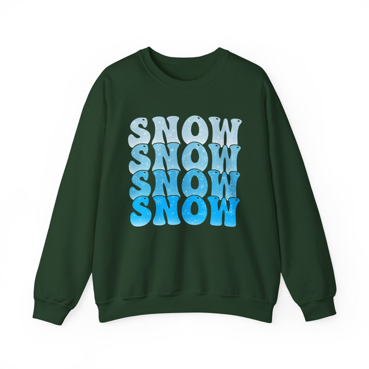 Snow Snow Snow Shirt, Winter Snow Typography Tee, Blue Snowflake Graphic Shirt, Cozy Winter Holiday Sweatshirt S-5XL