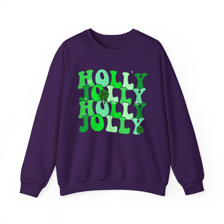 Holly Jolly Shirt, Retro Christmas Typography Tee, Green Holiday Graphic Shirt, Cute Festive Xmas Gift Sweatshirt S-5XL