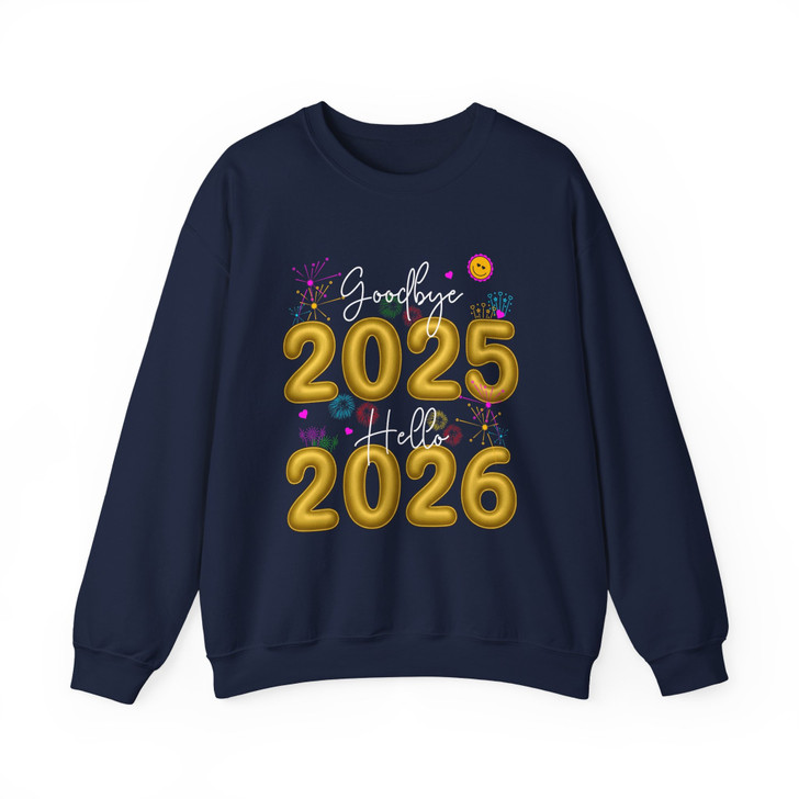 Goodbye 2025 Hello 2026 Shirt, New Year Eve Party Tee, Gold Numbers Fireworks Shirt, Happy New Year Gift Sweatshirt S-5XL