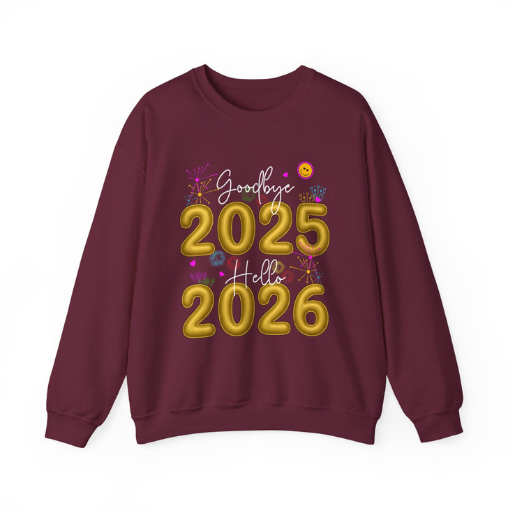Goodbye 2025 Hello 2026 Shirt, New Year Eve Party Tee, Gold Numbers Fireworks Shirt, Happy New Year Gift Sweatshirt S-5XL