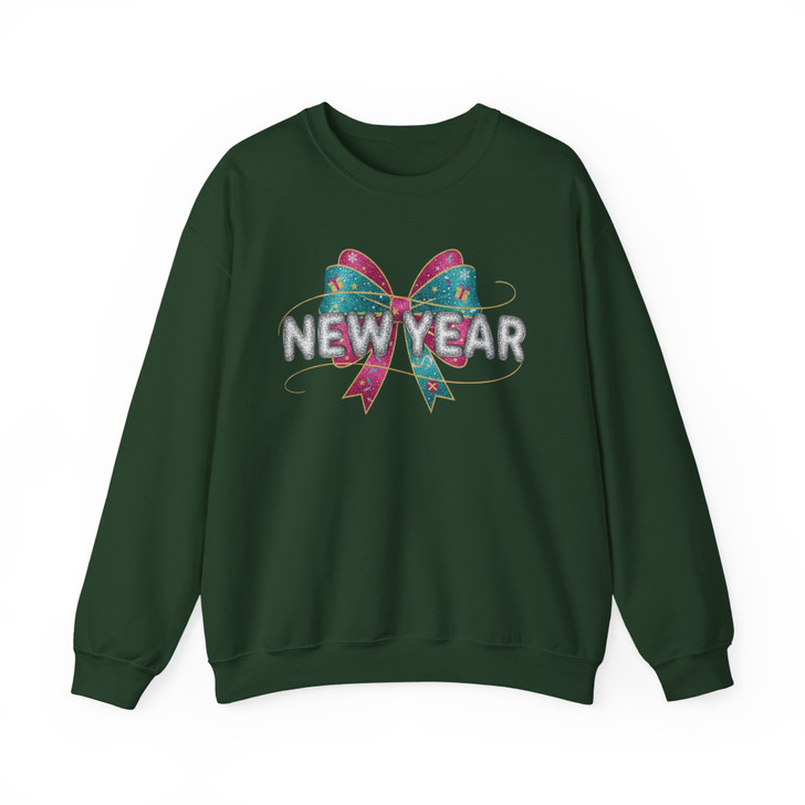 New Year Bow Shirt, Glitter New Year Tee, Sparkle Bow Graphic Shirt, Cute Holiday Party Shirt, Happy New Year Gift Sweatshirt S-5XL