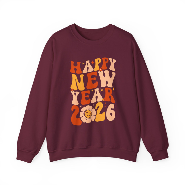 Happy New Year 2026 Shirt, Retro New Year Typography Tee, Colorful Celebration Shirt, Festive Holiday Graphic Tee, Sweatshirt S-5XL