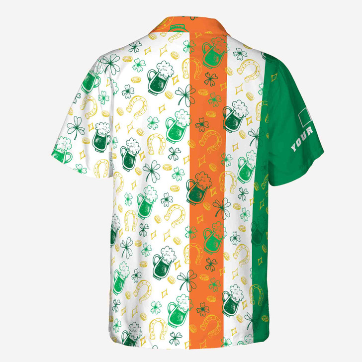 Custom Ireland Flag Shamrock Beer Saint Patrick's Day Button Down Shirt S-5XL