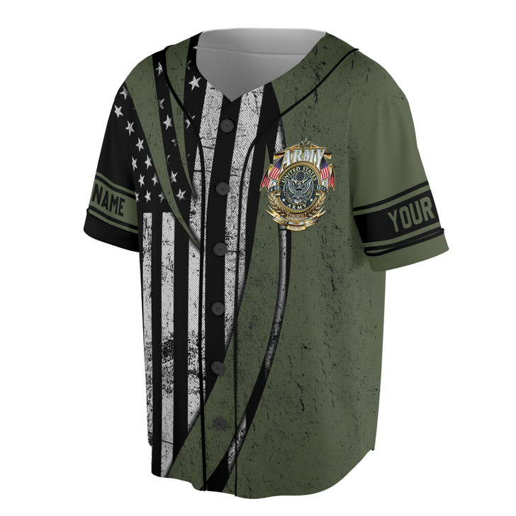 Custom name Veteran US ARMY America Flag Pattern Baseball Jersey S-5XL