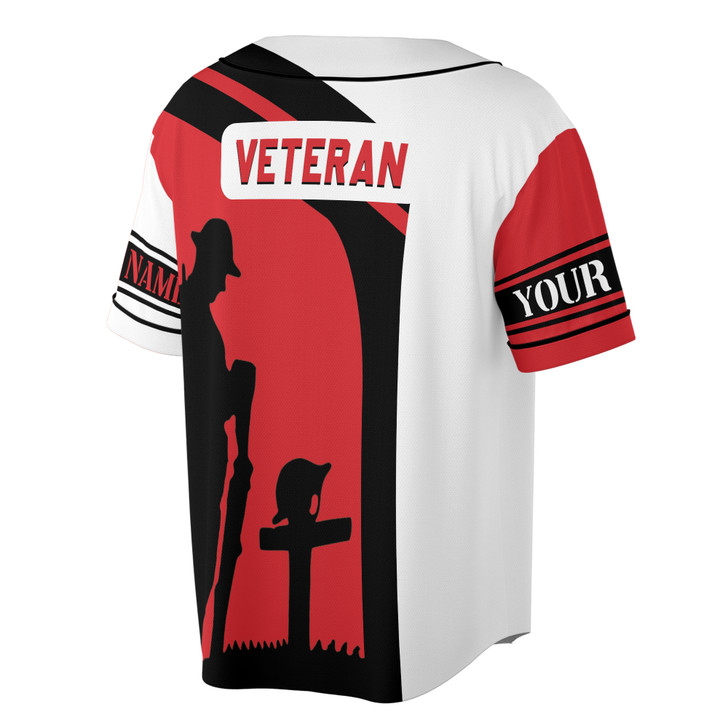 Custom Name Veteran Tribute Black Red White Baseball Jersey S-5XL, For Veteran