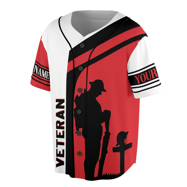 Custom Name Veteran Tribute Black Red White Baseball Jersey S-5XL, For Veteran