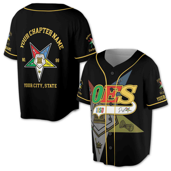 Personalized Multi-color Order of the Eastern Star OES Baseball Jersey S-5XL