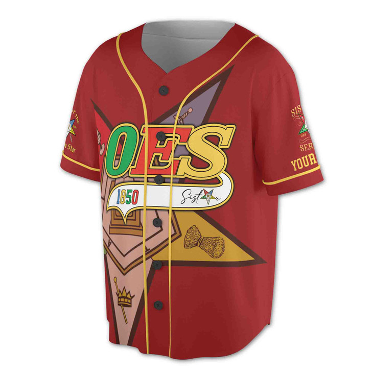 Personalized Multi-color Order of the Eastern Star OES Baseball Jersey S-5XL