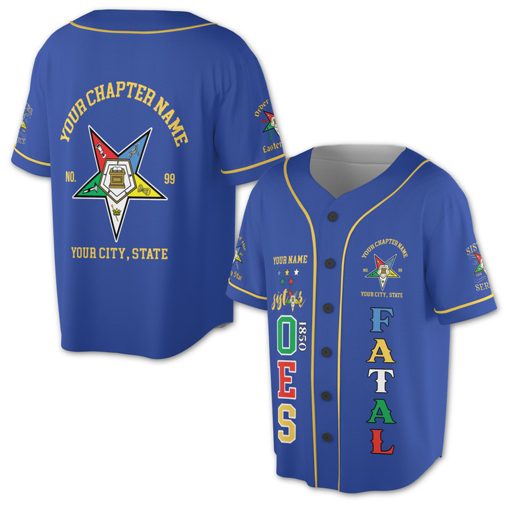 Custom 1850 OES Order Of The Eastern Star Baseball Jersey S-5XL