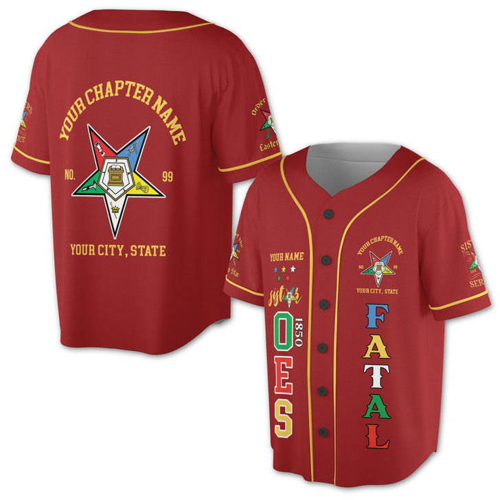 Custom 1850 OES Order Of The Eastern Star Baseball Jersey S-5XL