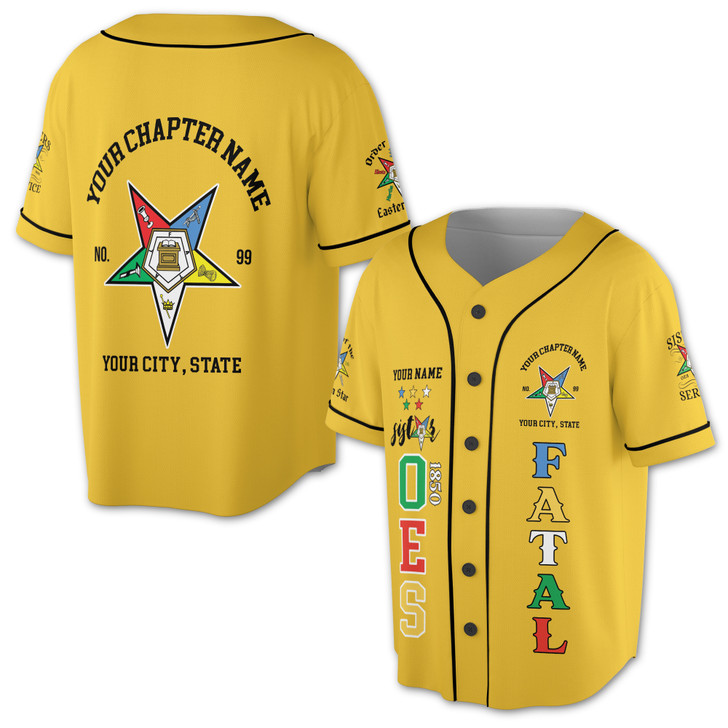 Custom 1850 OES Order Of The Eastern Star Baseball Jersey S-5XL